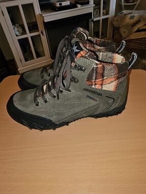 MEPHISTO Allrounder Nigata Tex Waterproof Ankle Boots Olive Plaid Size 8 Lk New!